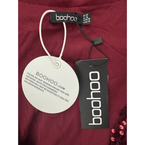 Wine Sequin Plunge Dress Size 18 2X New Embellished Evening Holiday Party‎ Plus - Picture 6 of 8